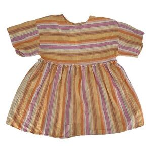 SHEIN Striped Yellow Pink Cinched Waist Mini Dress Size Large Women’s